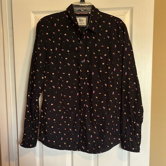 RJ&C men’s black long sleeve button down shirt size large - Picture 1 of 11